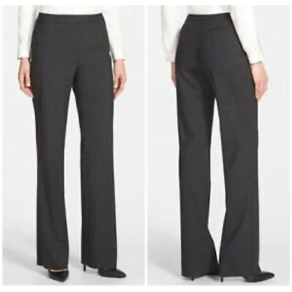 Lafayette 148 Pants Womens 6 Wool Boot Cut Career Classic Formal Dressy Charcoal